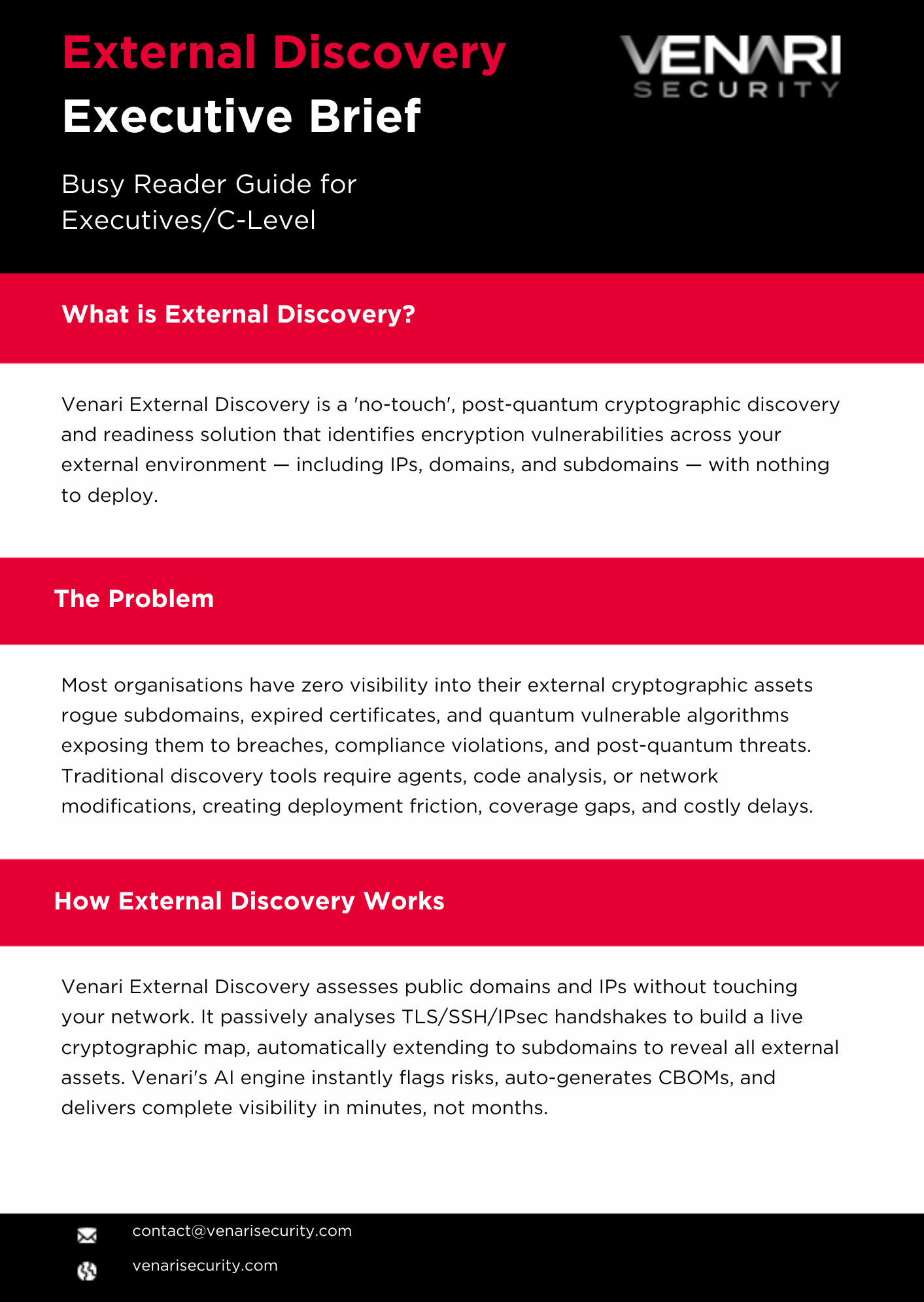Venari External Discovery 'No-Touch' Executive Brief