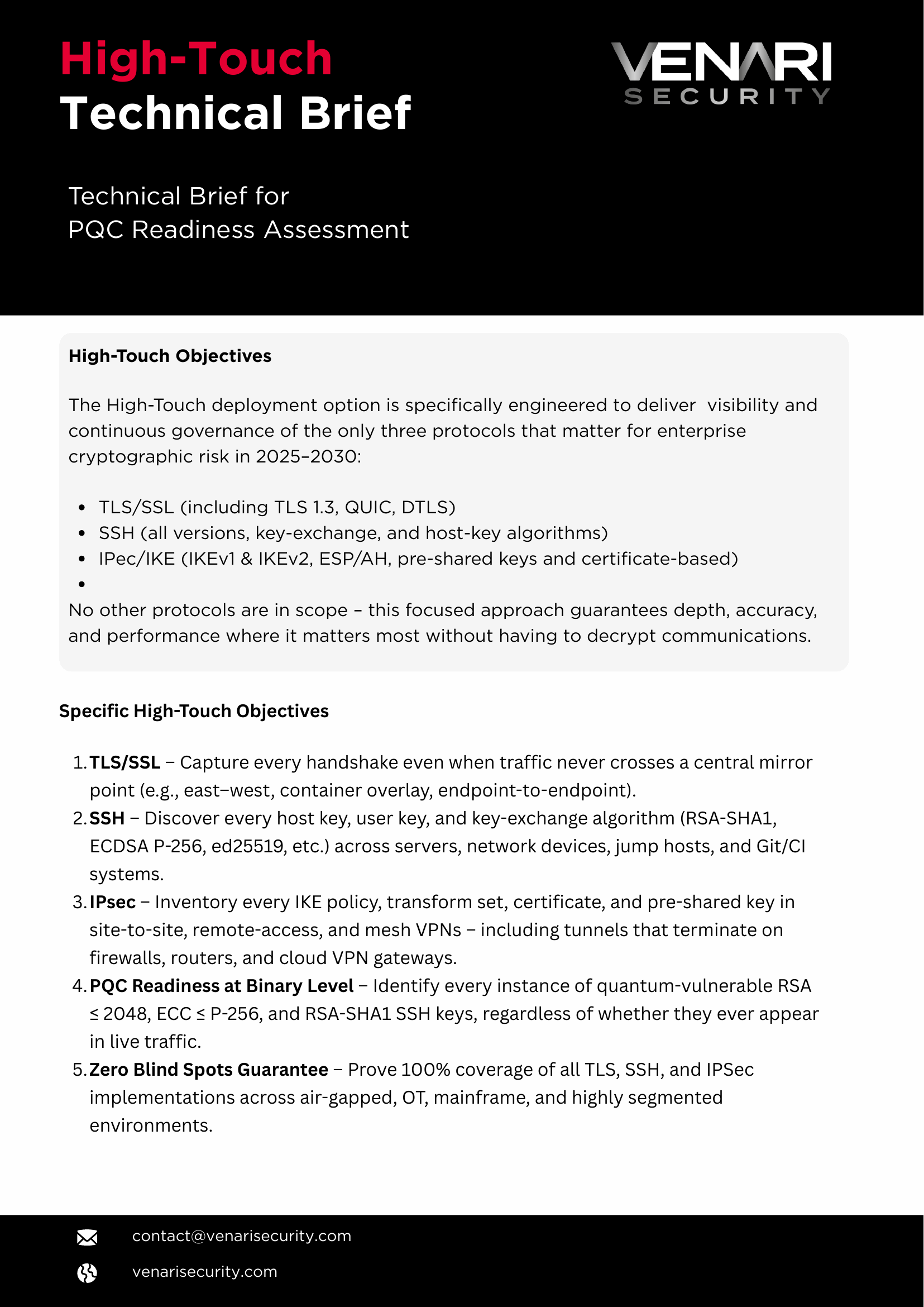  Venari Internal Discovery 'High-Touch' Technical Brief