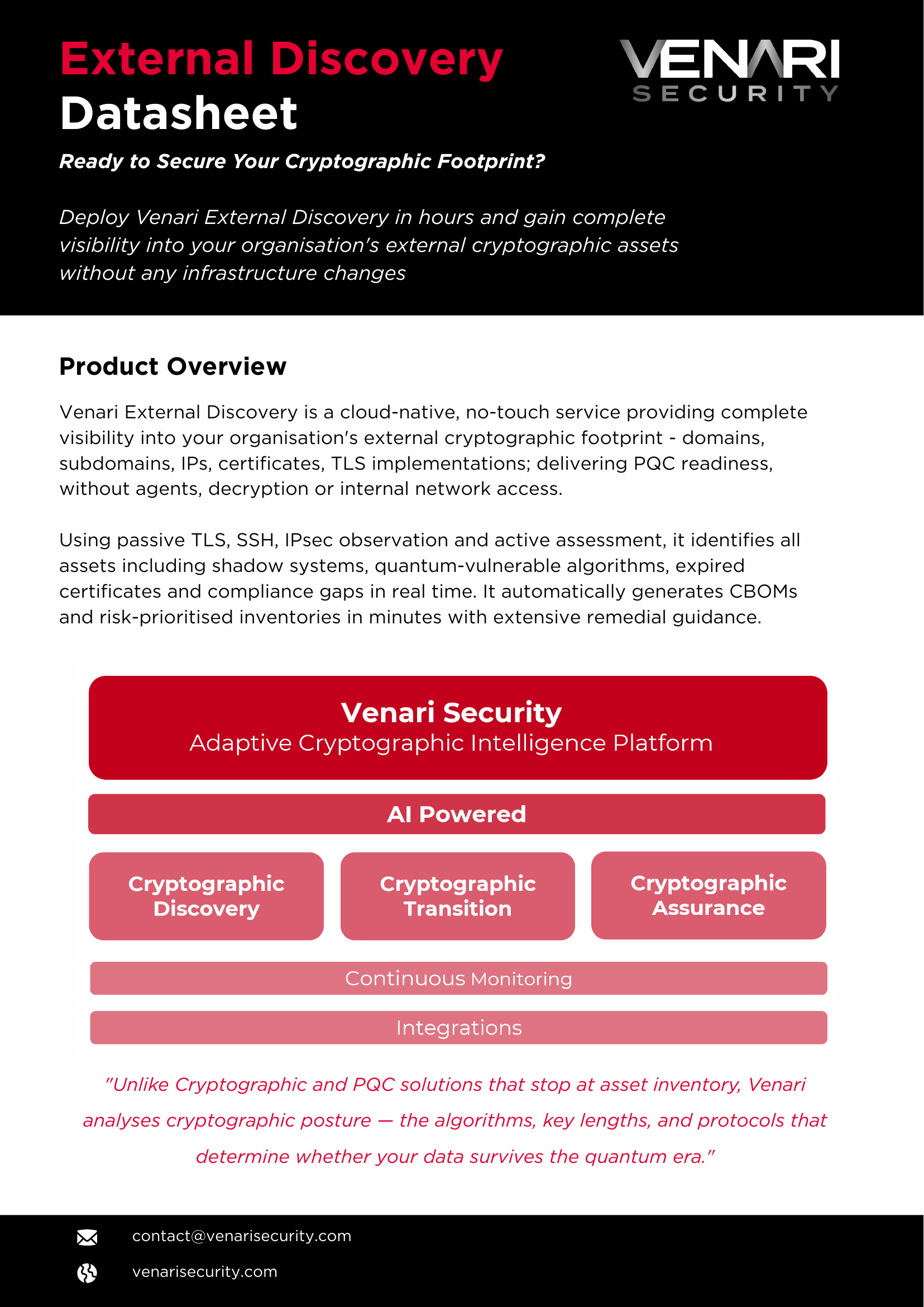 Venari External Discovery 'No-Touch' Datasheet