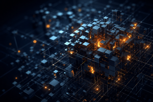 Abstract image of glowing digital to represent quantum risk for boards landscapes